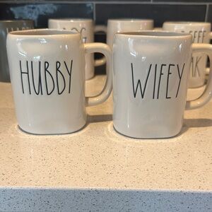 Rae Dunn Hubby & Wifey White Mug Pair